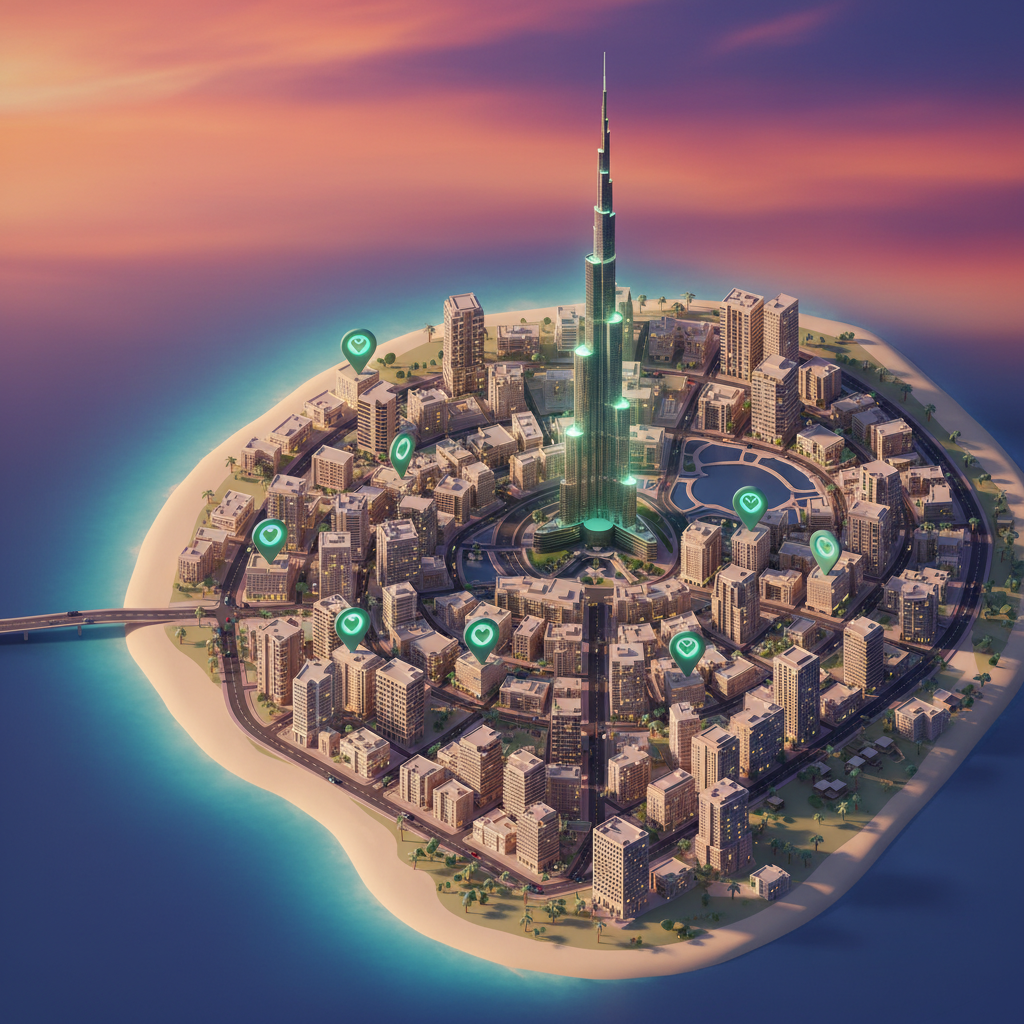 Map of CUPSA partner cafes across Dubai